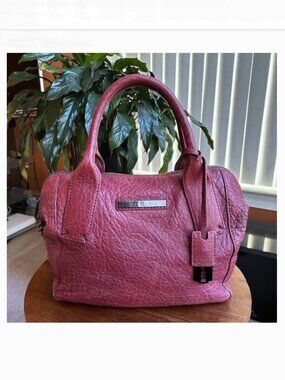 ALEXANDER MCQUEEN Leather Convertible Satchel Bag Burgundy